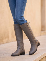 Women's Tall Boots Front Zipper Ankle Strap