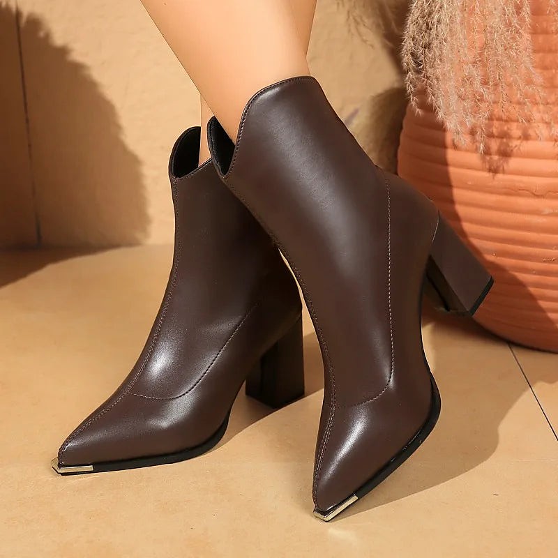Women's Metallic Cap Toe Dress Ankle Boots
