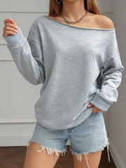 Women's Slouchy Boat Neck Crewneck Sweatshirt