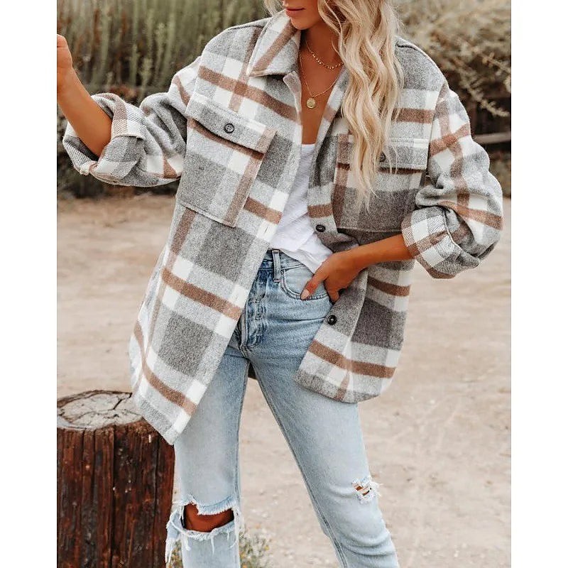 Women's Plaid Flannel Shacket Button Down