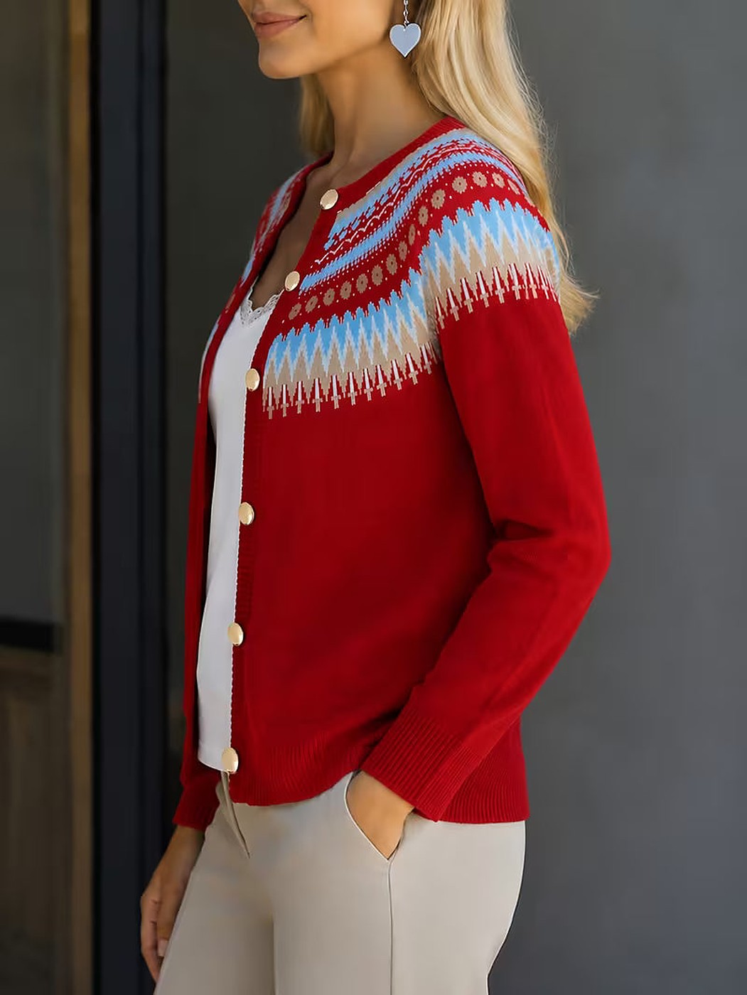 Women's Fair Isle Button Front Cardigan