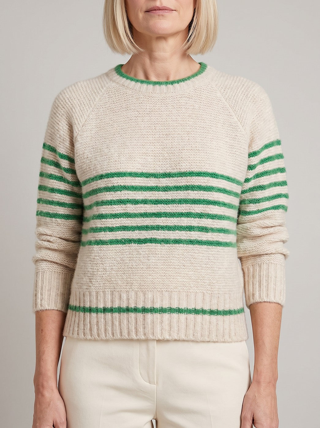 Women's Fuzzy Knit Stripe Winter Sweater