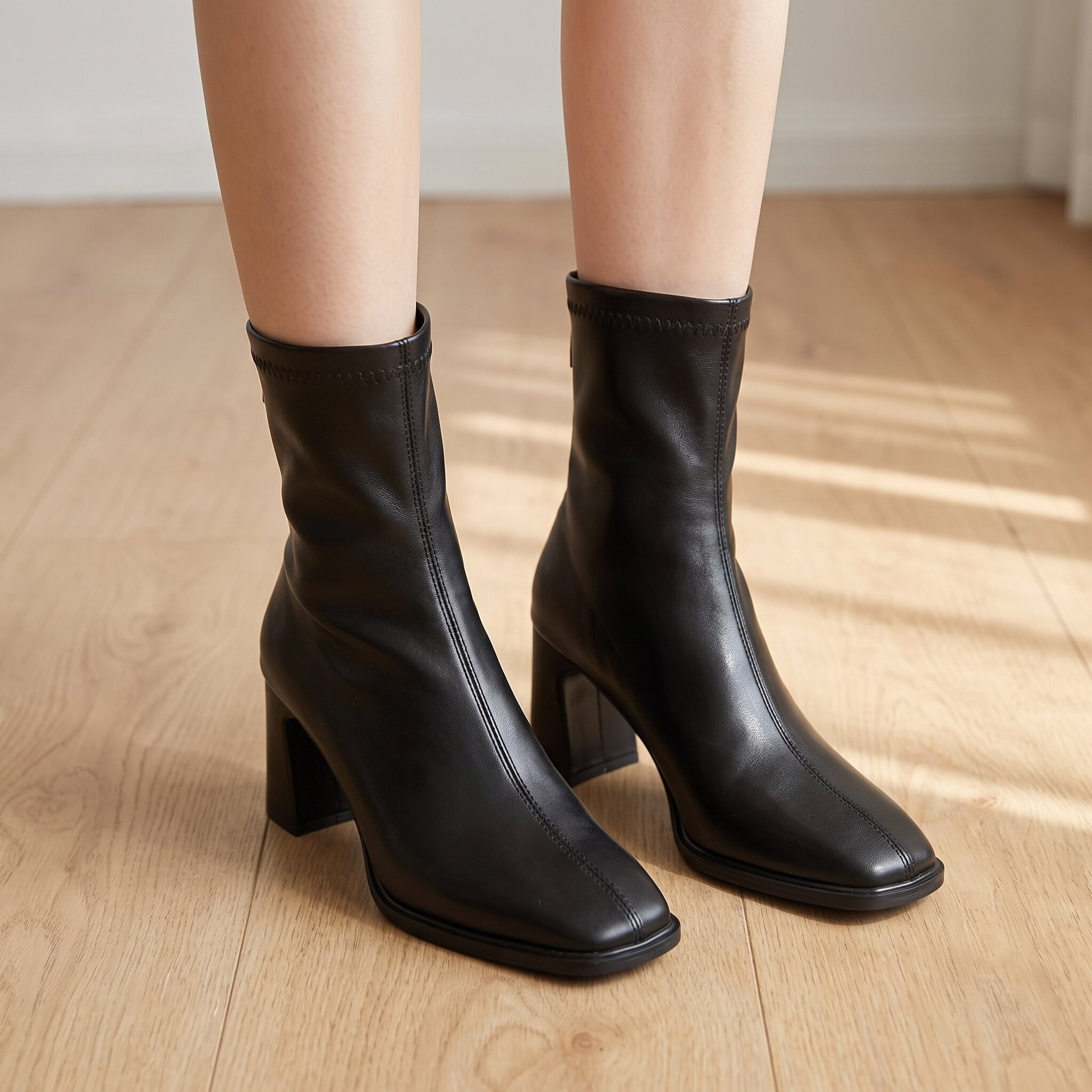 Women's Red Leather Sock Booties