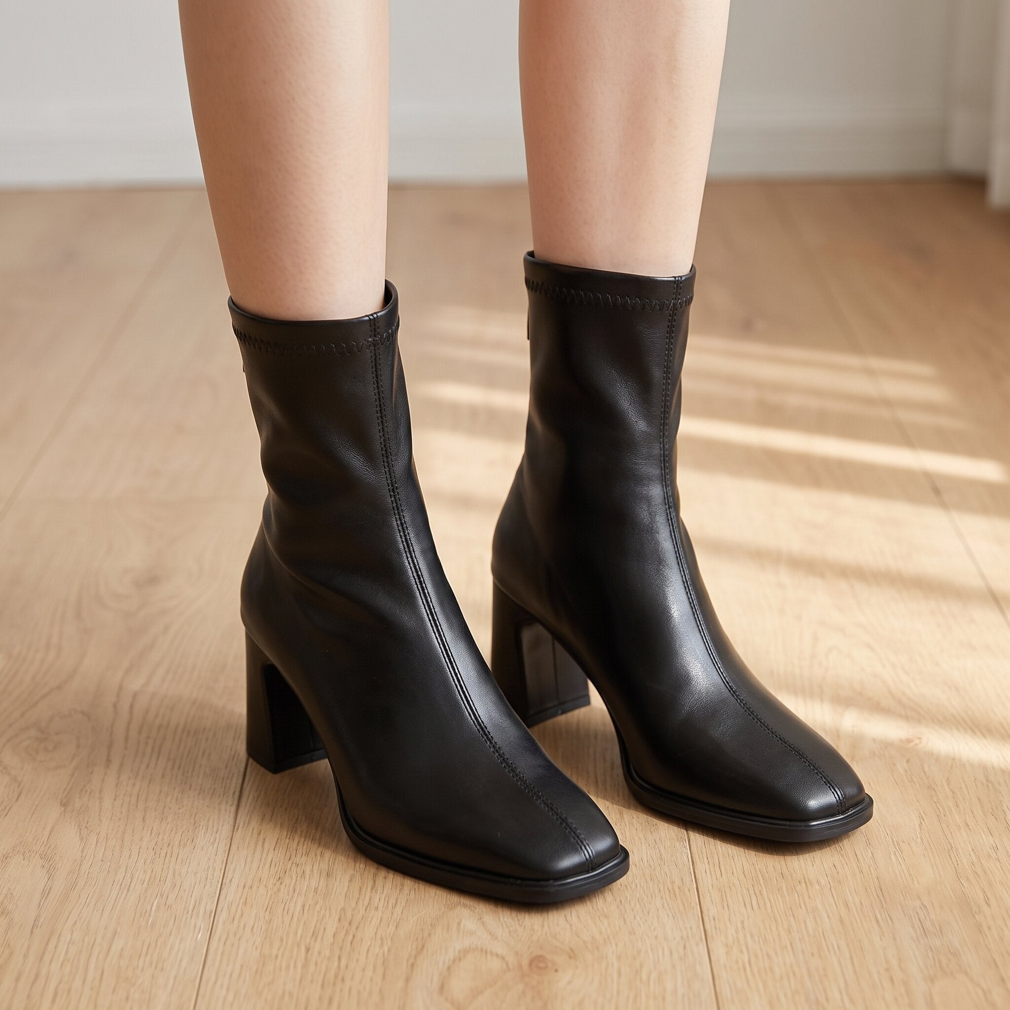 Women's Red Leather Sock Booties