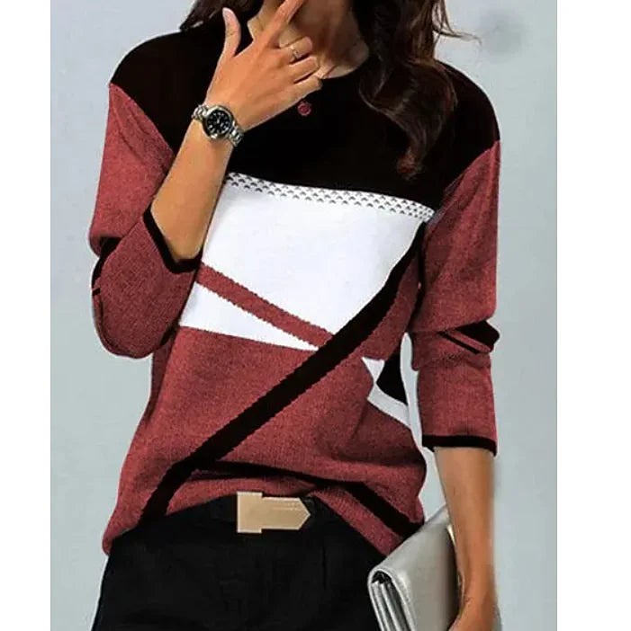Women's Geometric Colorblock Cutout Knit Pullover