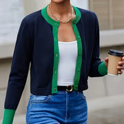 Women's Contrast Trim Fall Knit Cardigan