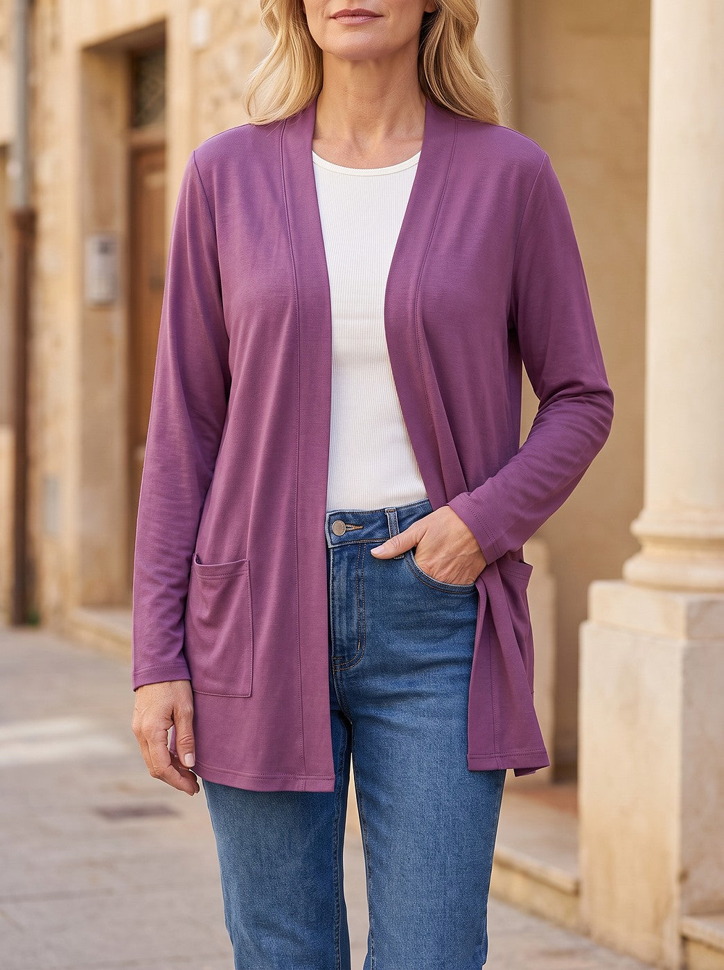 Women's Lightweight Open Front Cardigan with Pockets