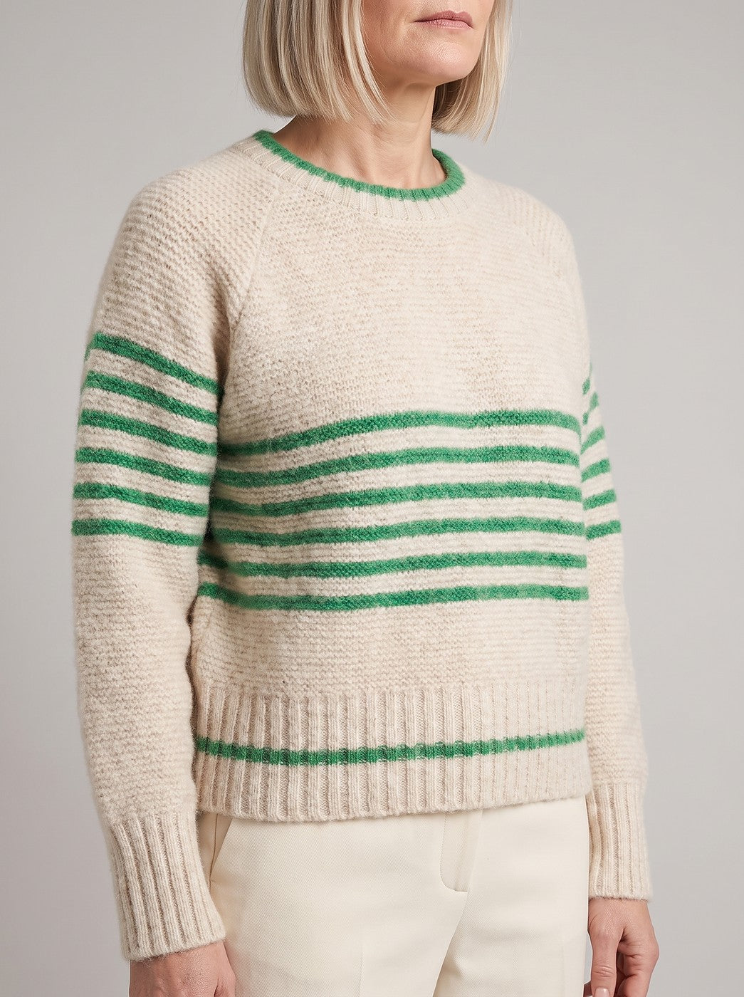 Women's Fuzzy Knit Stripe Winter Sweater