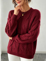 Women's Chunky Cable Knit Puff Sleeve Sweater