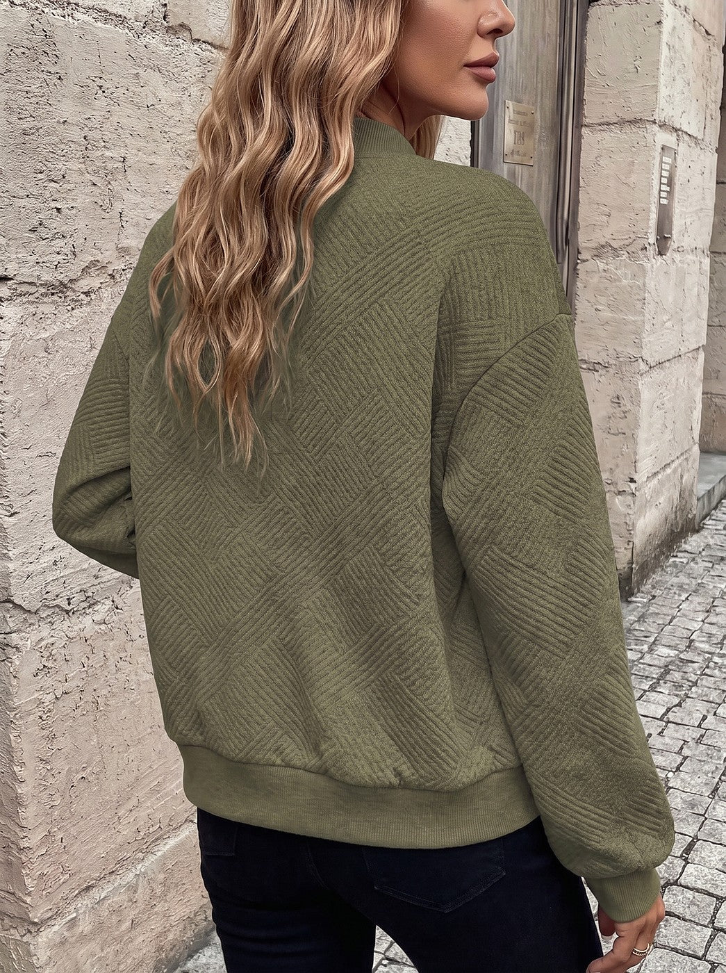Women's Textured Sweater Knit Bomber Jacket