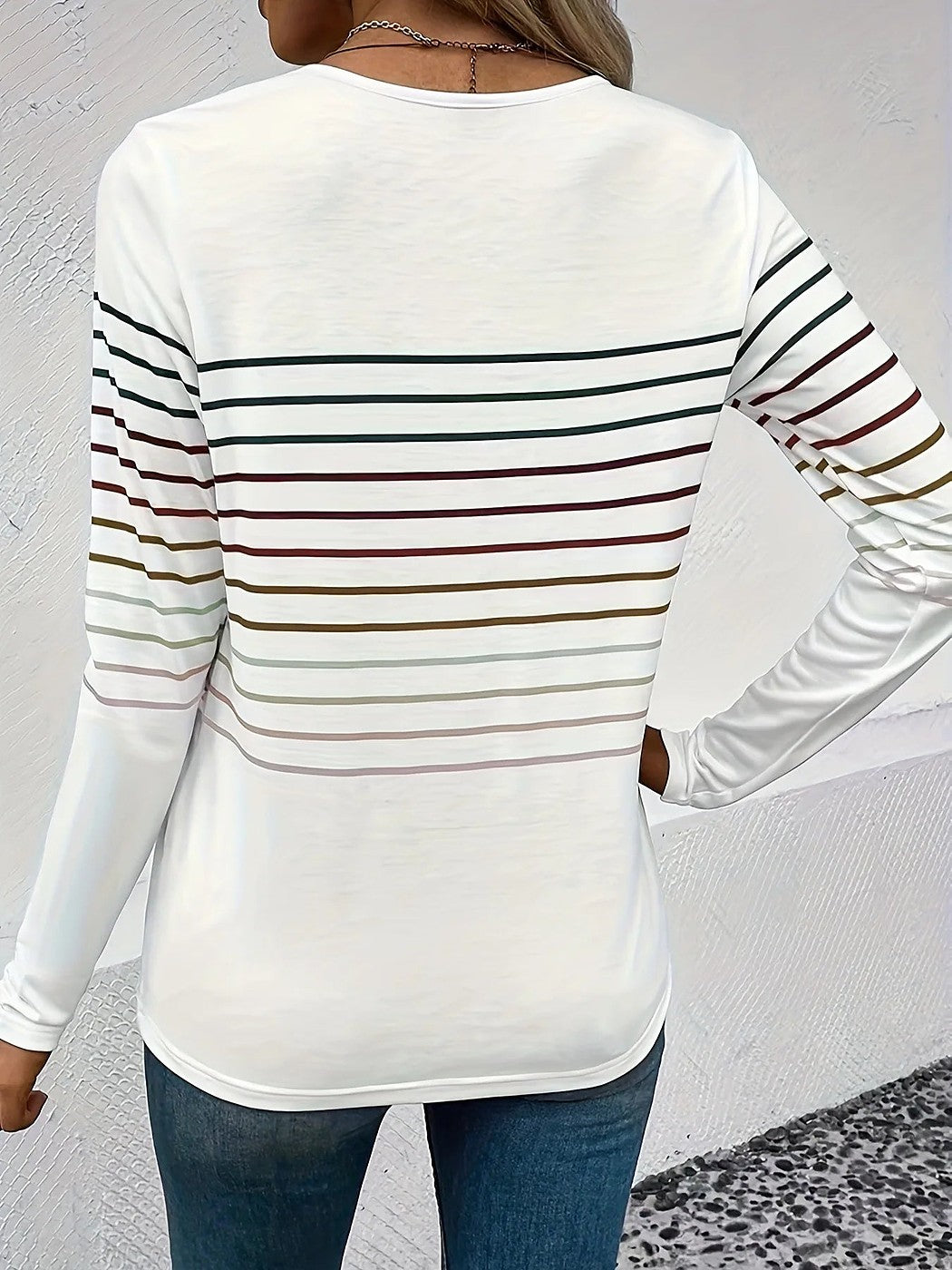 Women's Multi Stripe Crewneck Knit Tee