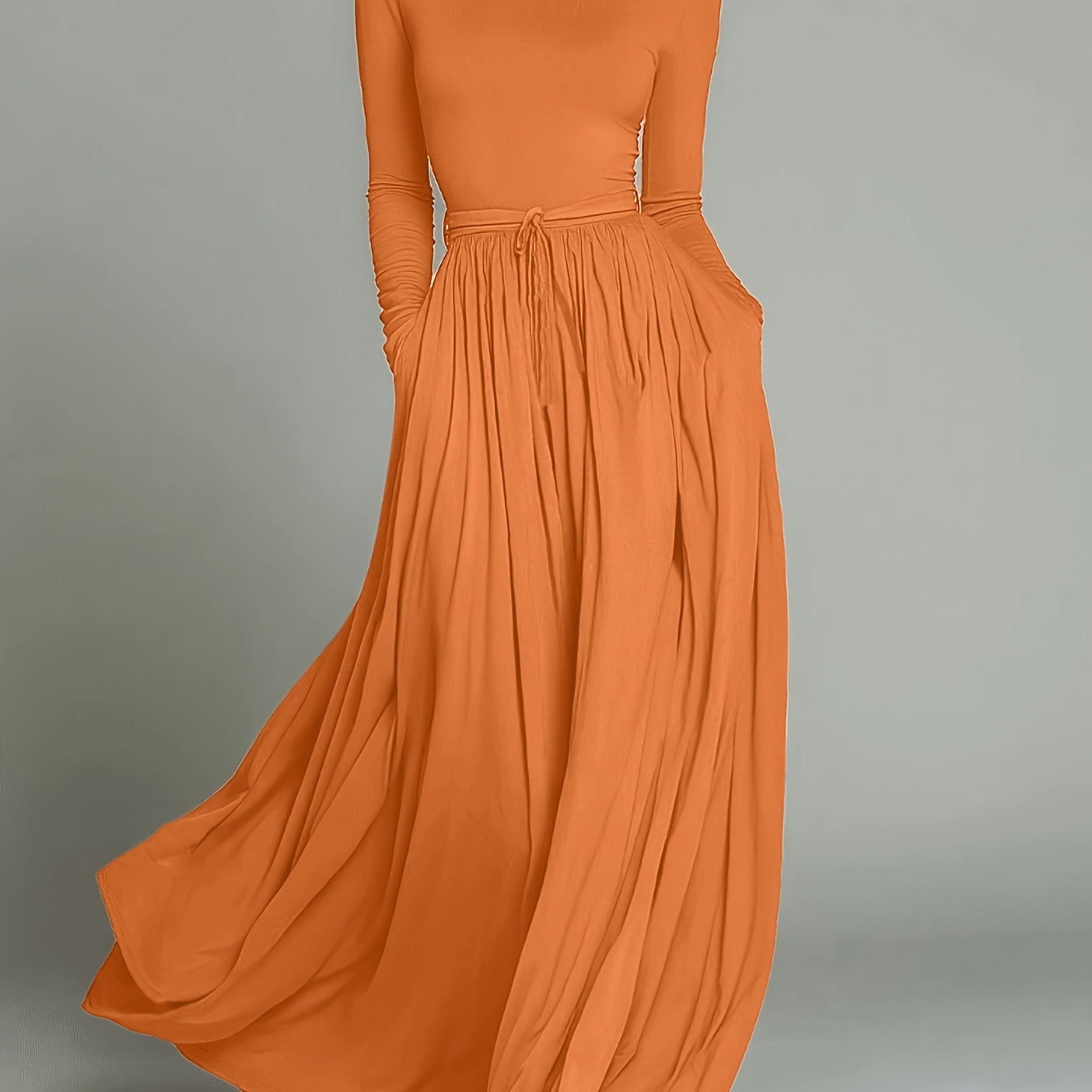 Women's Vintage Neckline Evening Dress in Orange