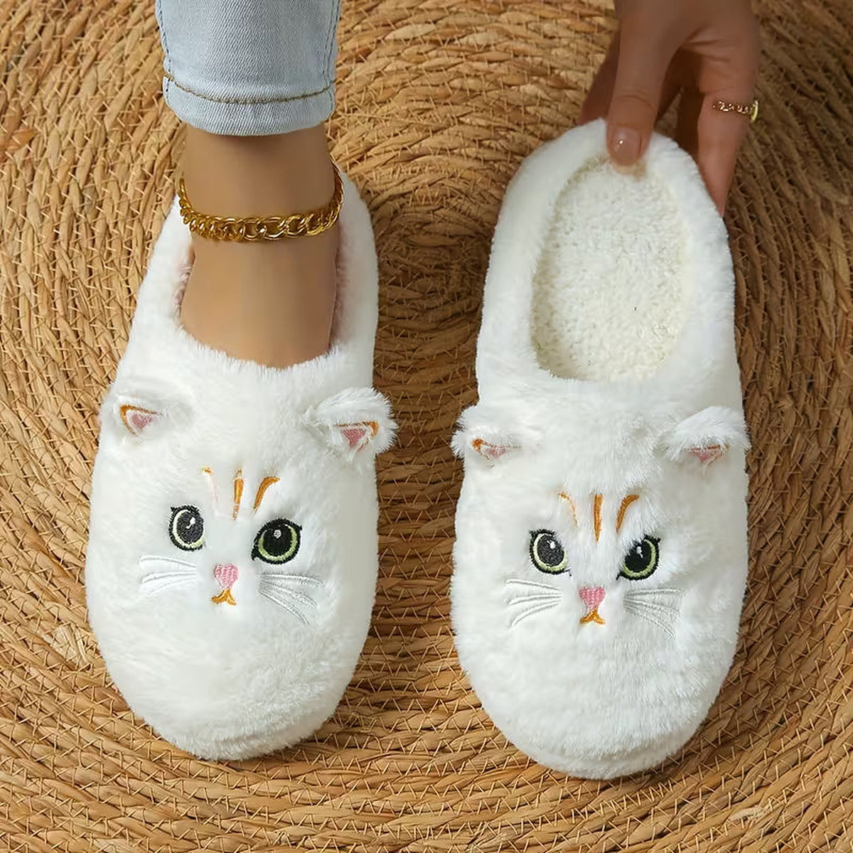 Women's Cat Ear Plush Winter House Slippers