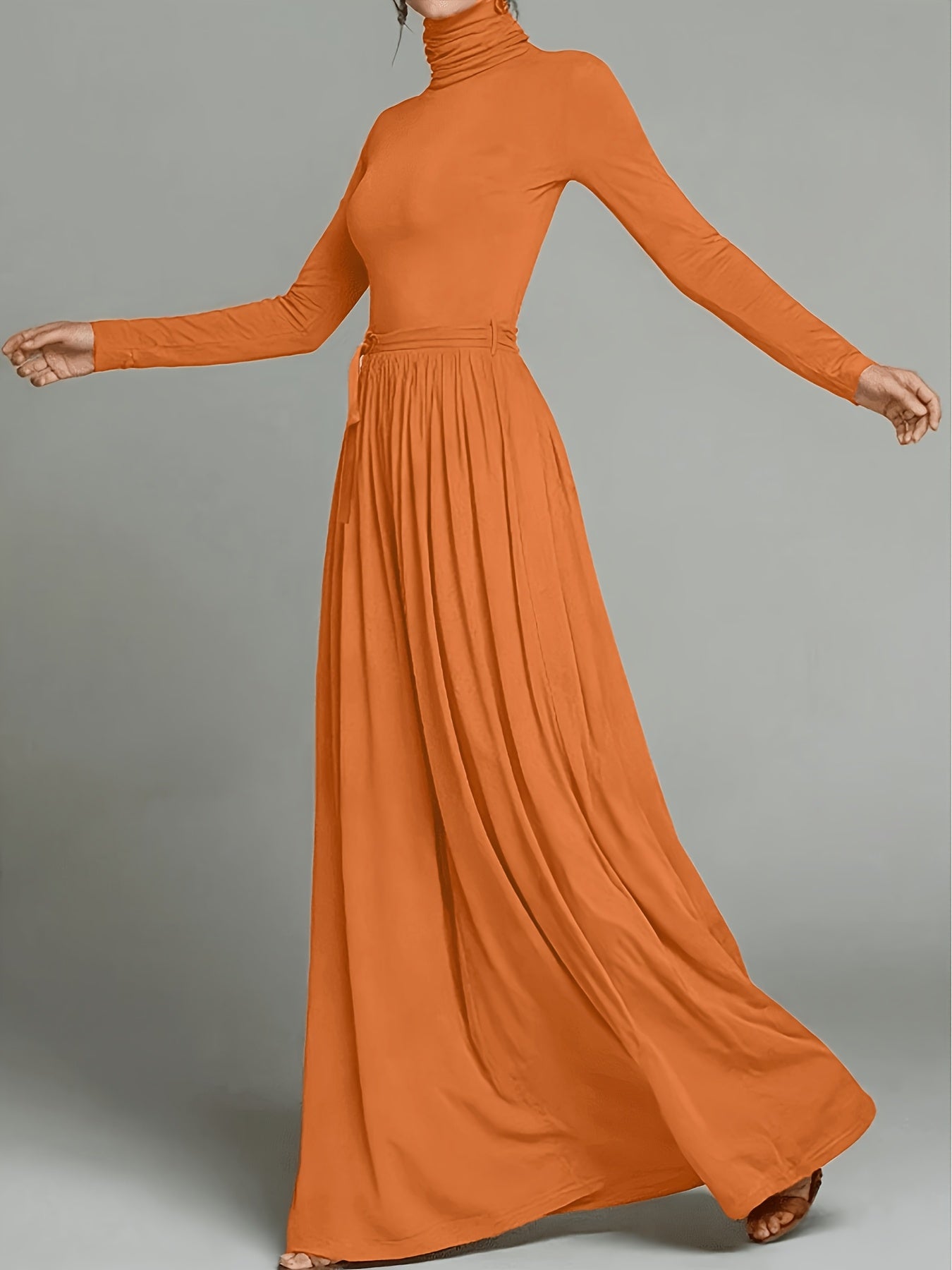 Women's Vintage Neckline Evening Dress in Orange