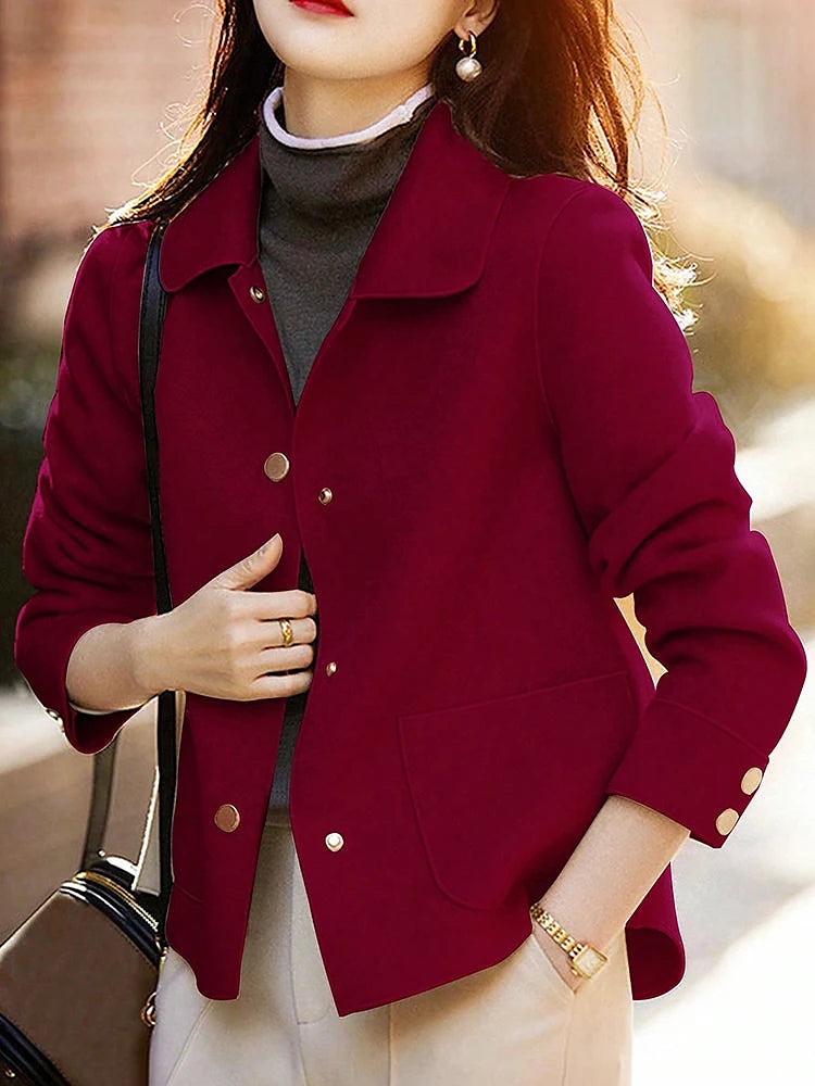 Women's Collared Button Front Short Coat