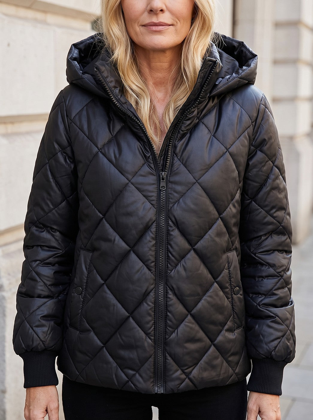 Women's Diamond Quilted Hooded Puffer Coat