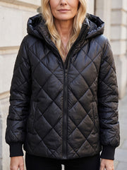 Women's Diamond Quilted Hooded Puffer Coat