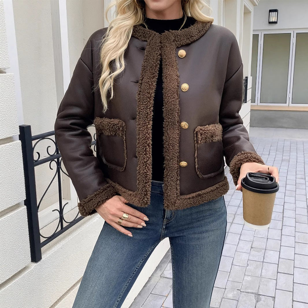 Women's Cropped Faux Shearling Aviator Jacket