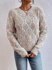 Women's Heathered Diamond Cable Knit Pullover
