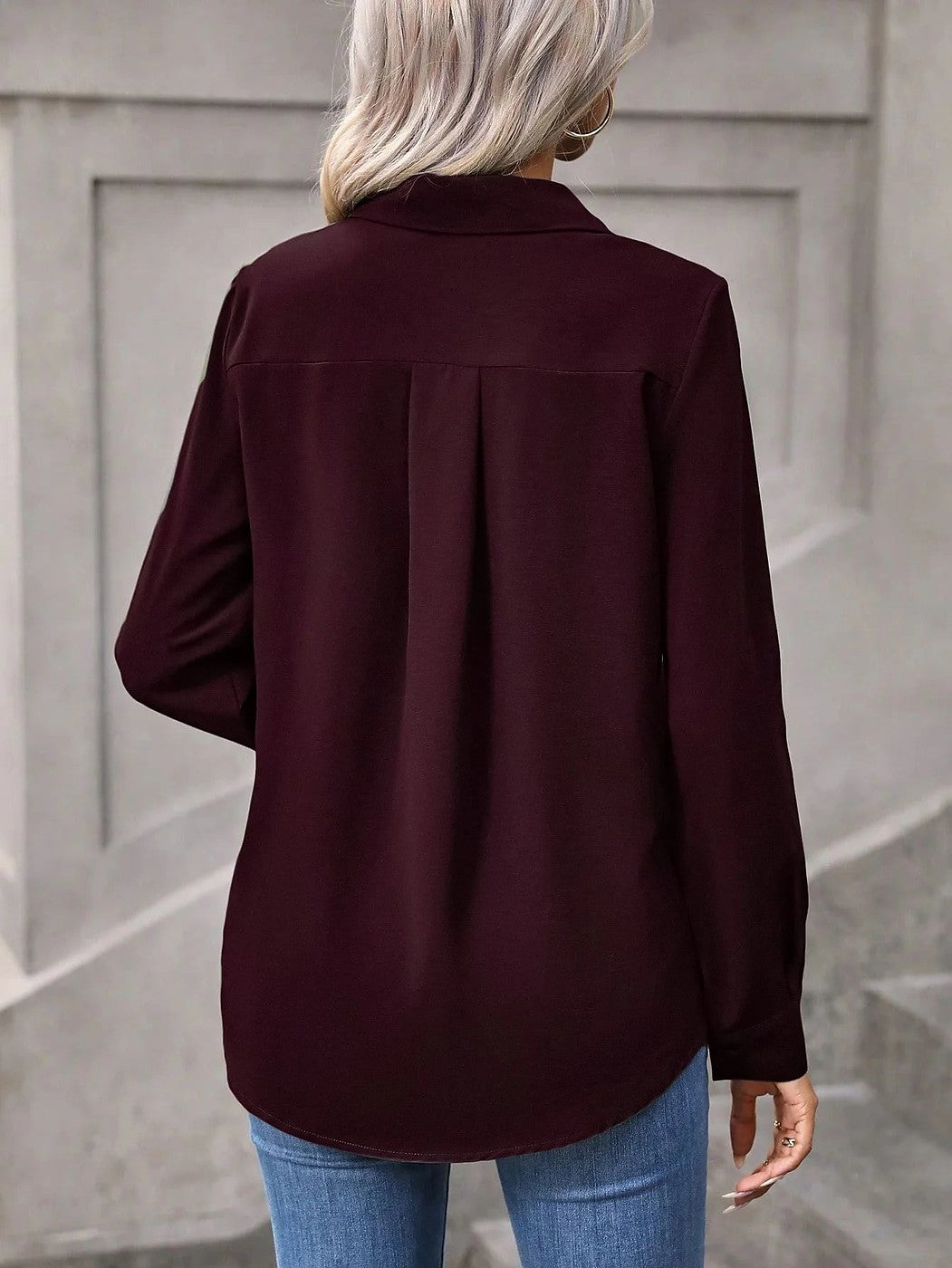 Women's Satin Button Up Shirt Barrel Cuff