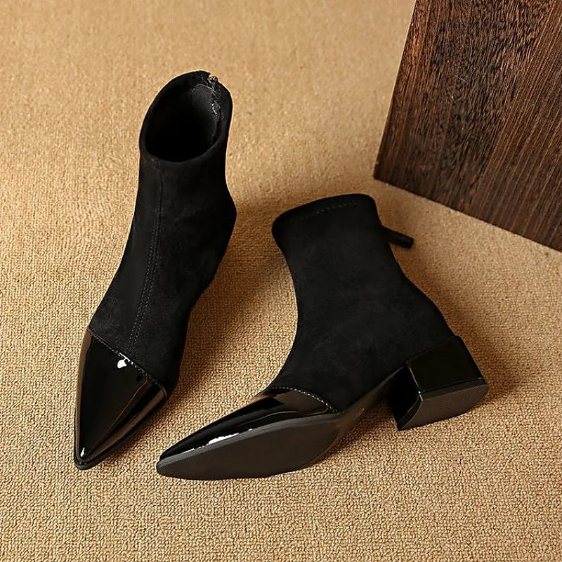 Women's Pointed Cap Toe Heeled Booties