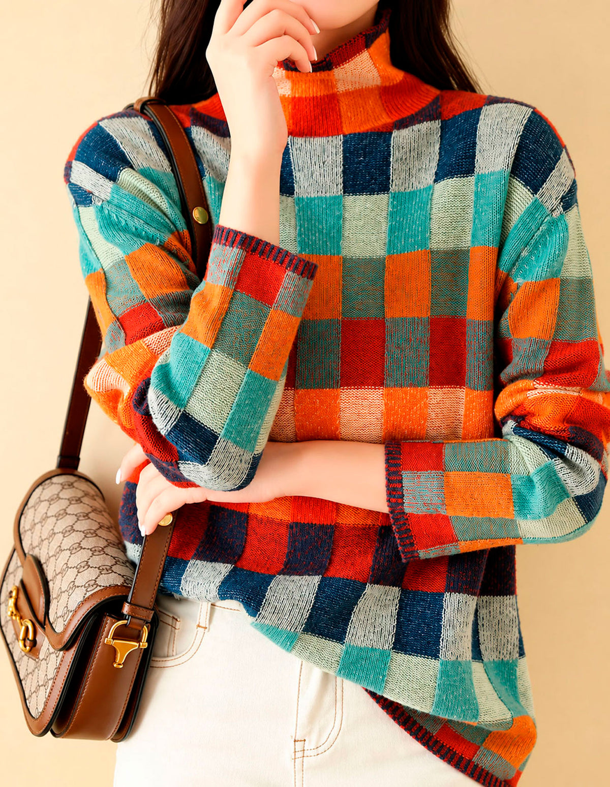 Women's Knit Turtleneck Sweater with Elegant Cut