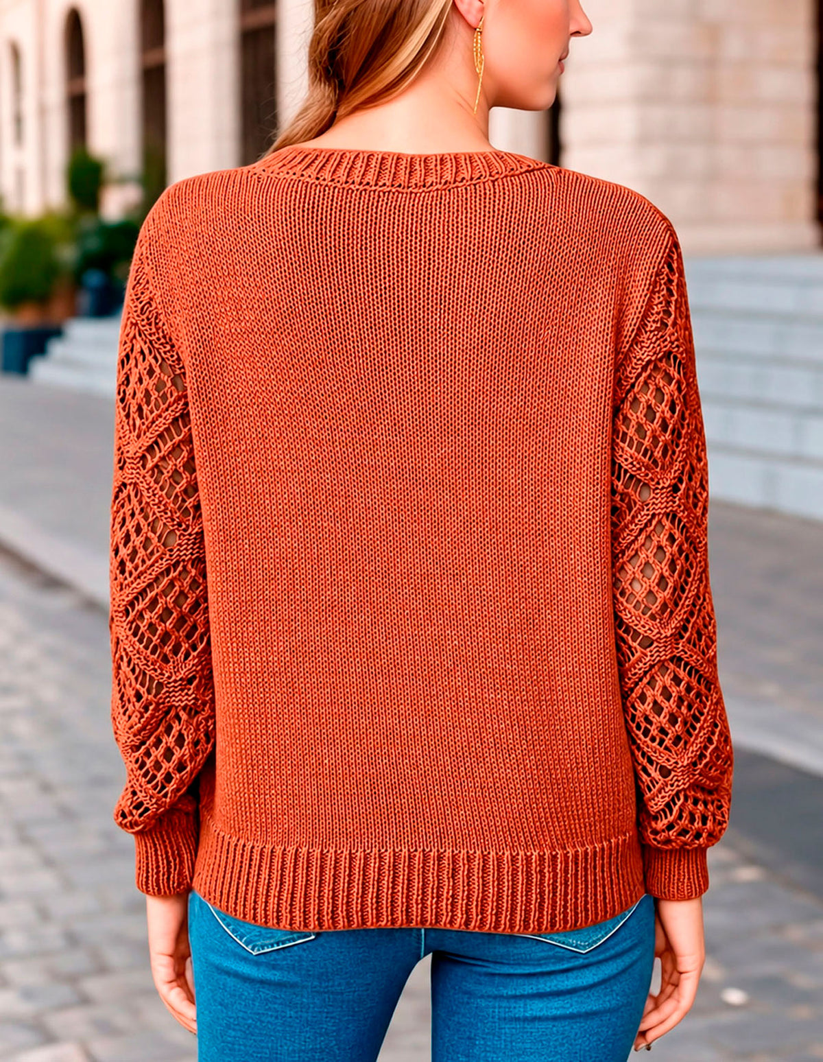 Women's Knit Long Sleeve V-Neck Sweater