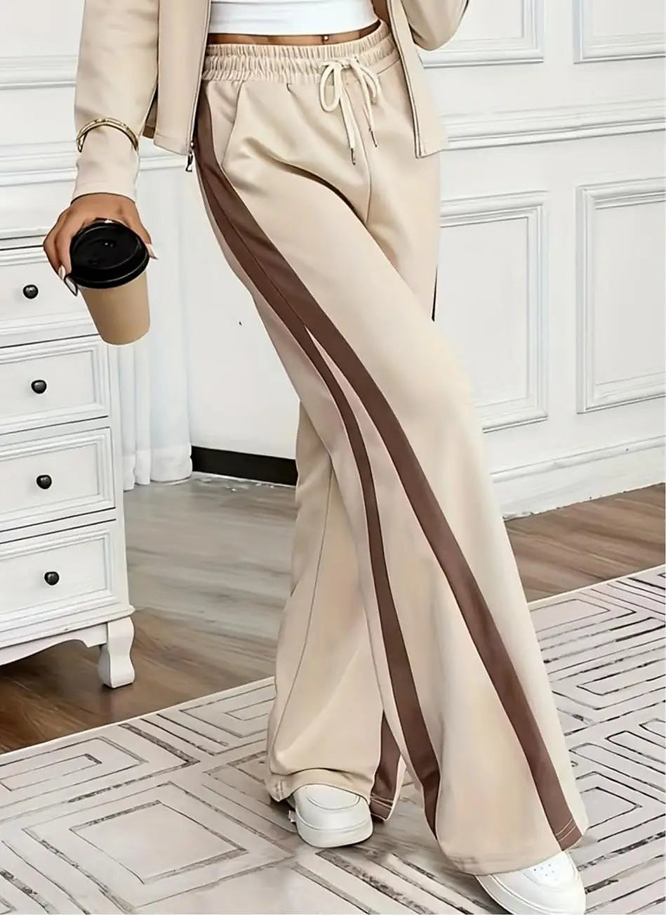 Women's Zip Hoodie Wide Leg Sweatsuit Set
