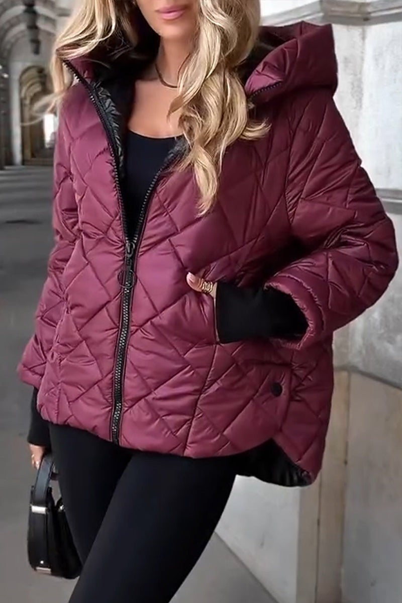 Women's Diamond Quilted Hooded Puffer Coat