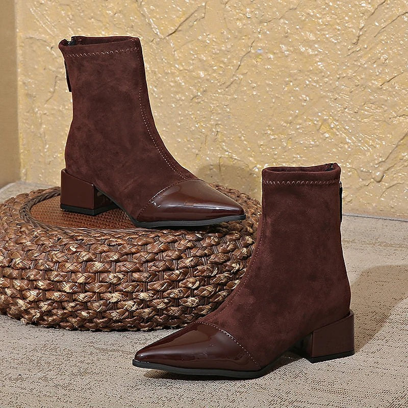 Women's Pointed Cap Toe Heeled Booties