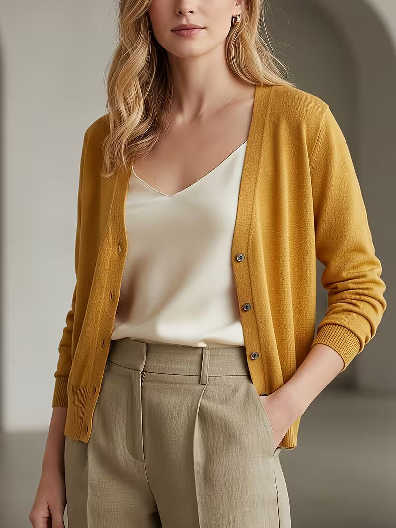 Women's V Neck Button Up Cardigan