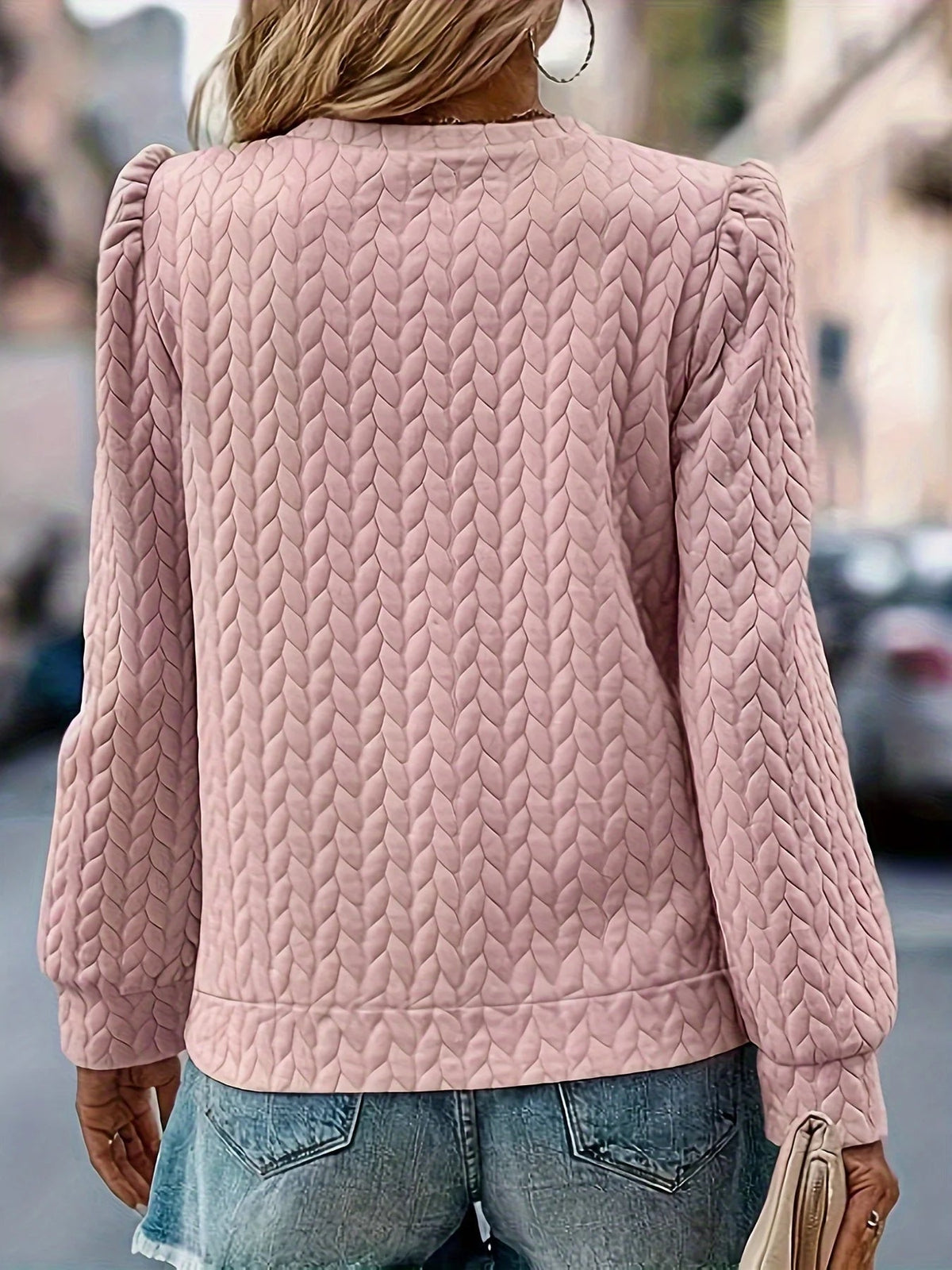 Women's Puff Sleeve Loose Pullover Sweatshirt