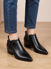 Women's Braided Trim Pointed Toe Booties