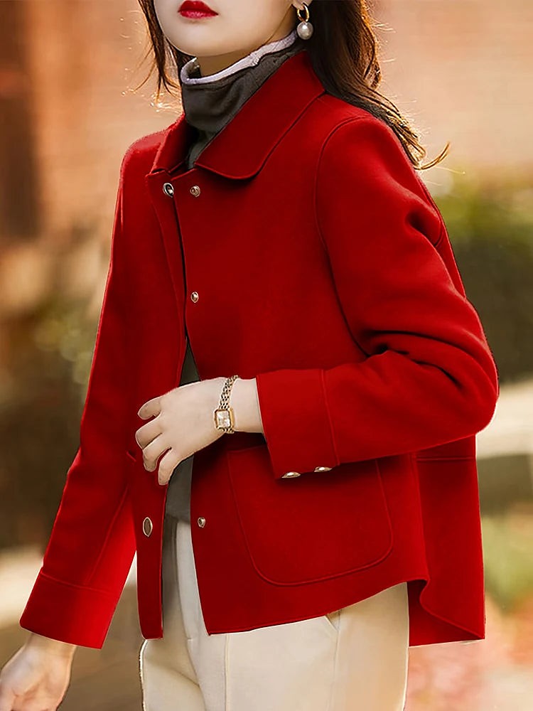 Women's Collared Button Front Short Coat