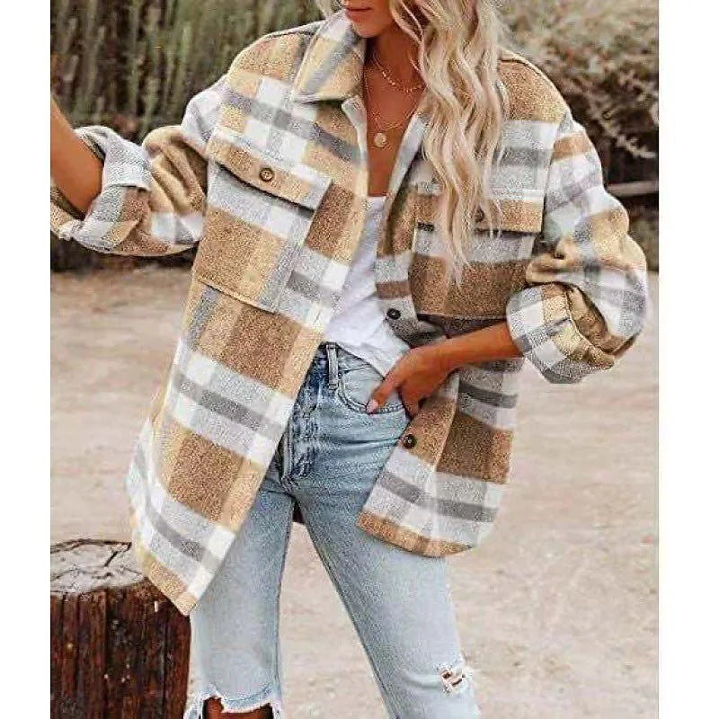Women's Plaid Flannel Shacket Button Down