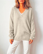 Women's Oversized Drop Shoulder Deep V Sweater