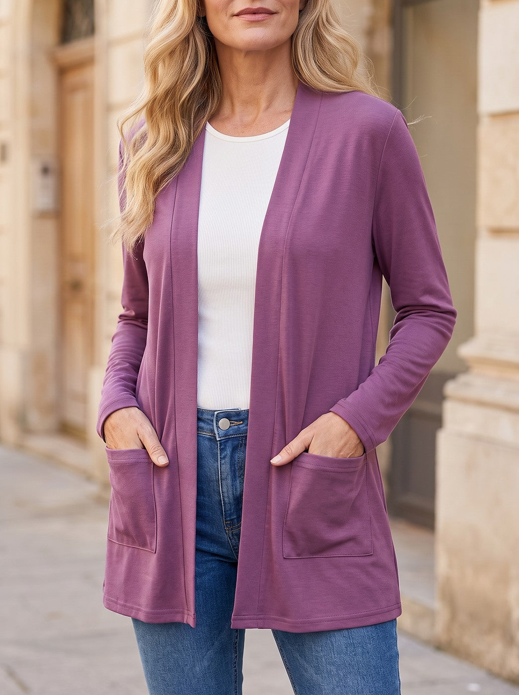 Women's Lightweight Open Front Cardigan with Pockets