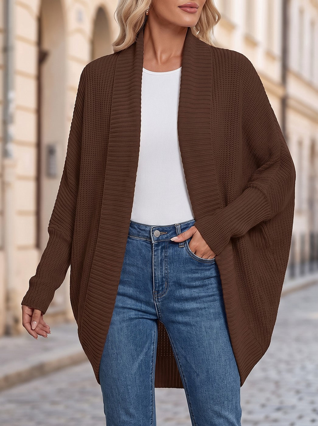 Women's Cocoon Shawl Collar Duster Cardigan
