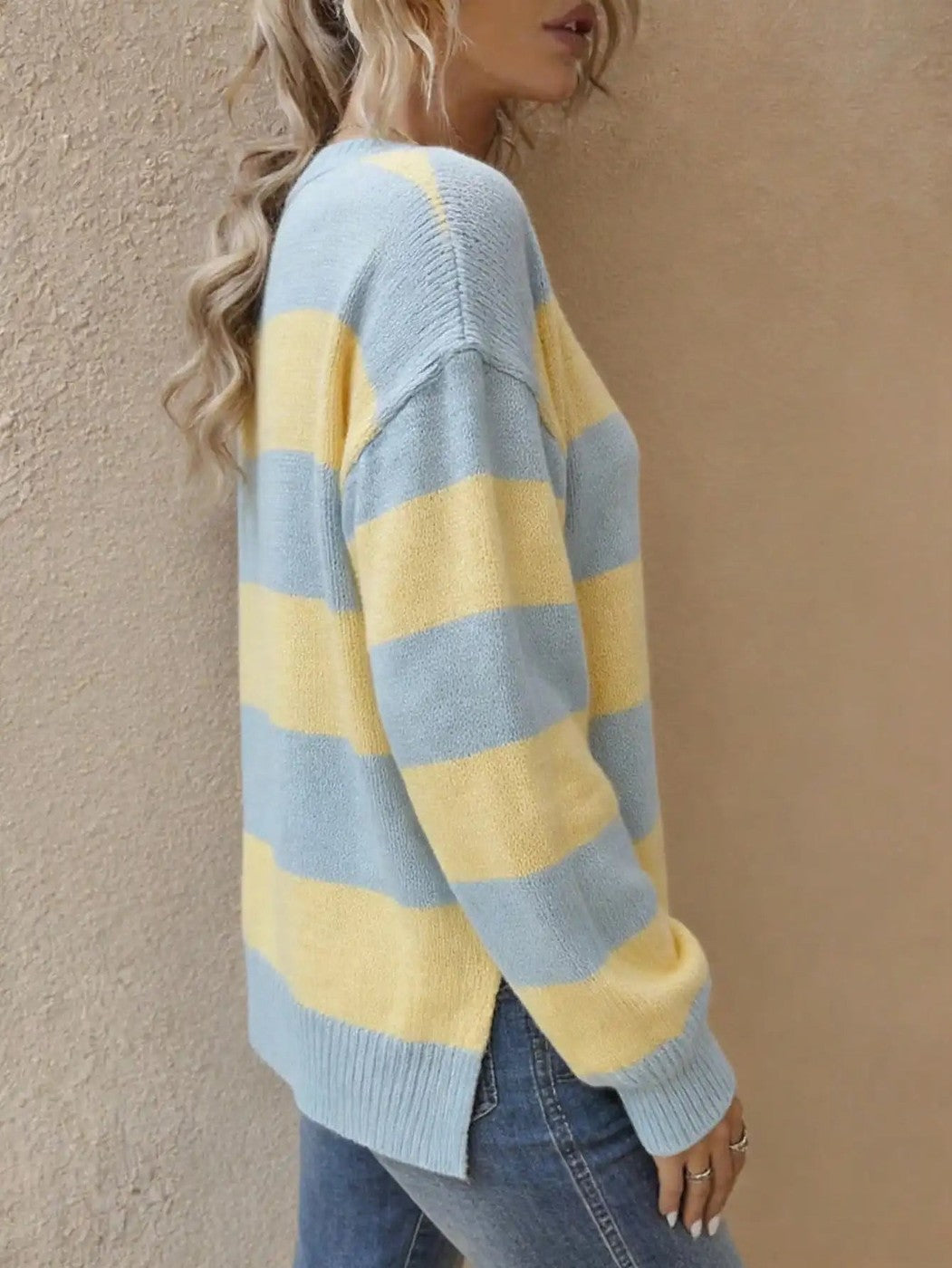 Women's Wide Stripe Drop Shoulder Sweater