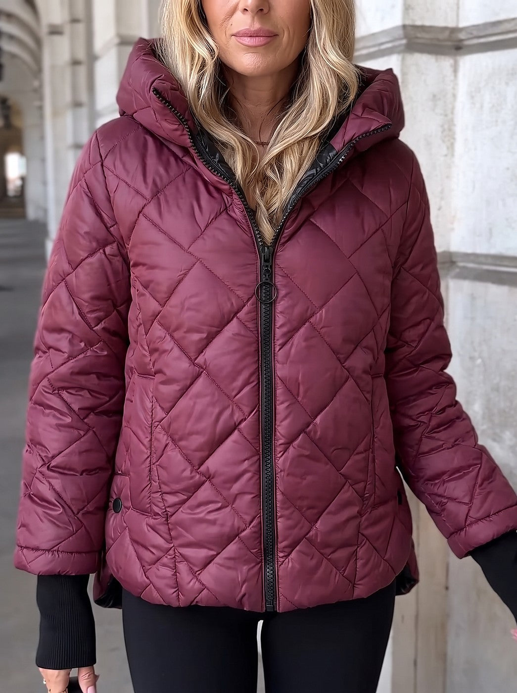 Women's Diamond Quilted Hooded Puffer Coat
