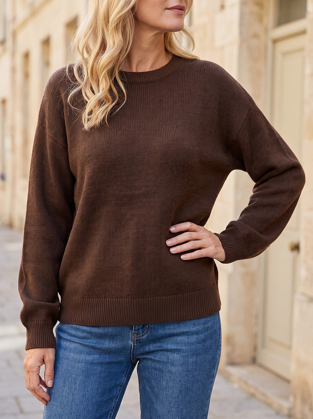 Women's Soft Touch Drop Shoulder Crewneck Sweater