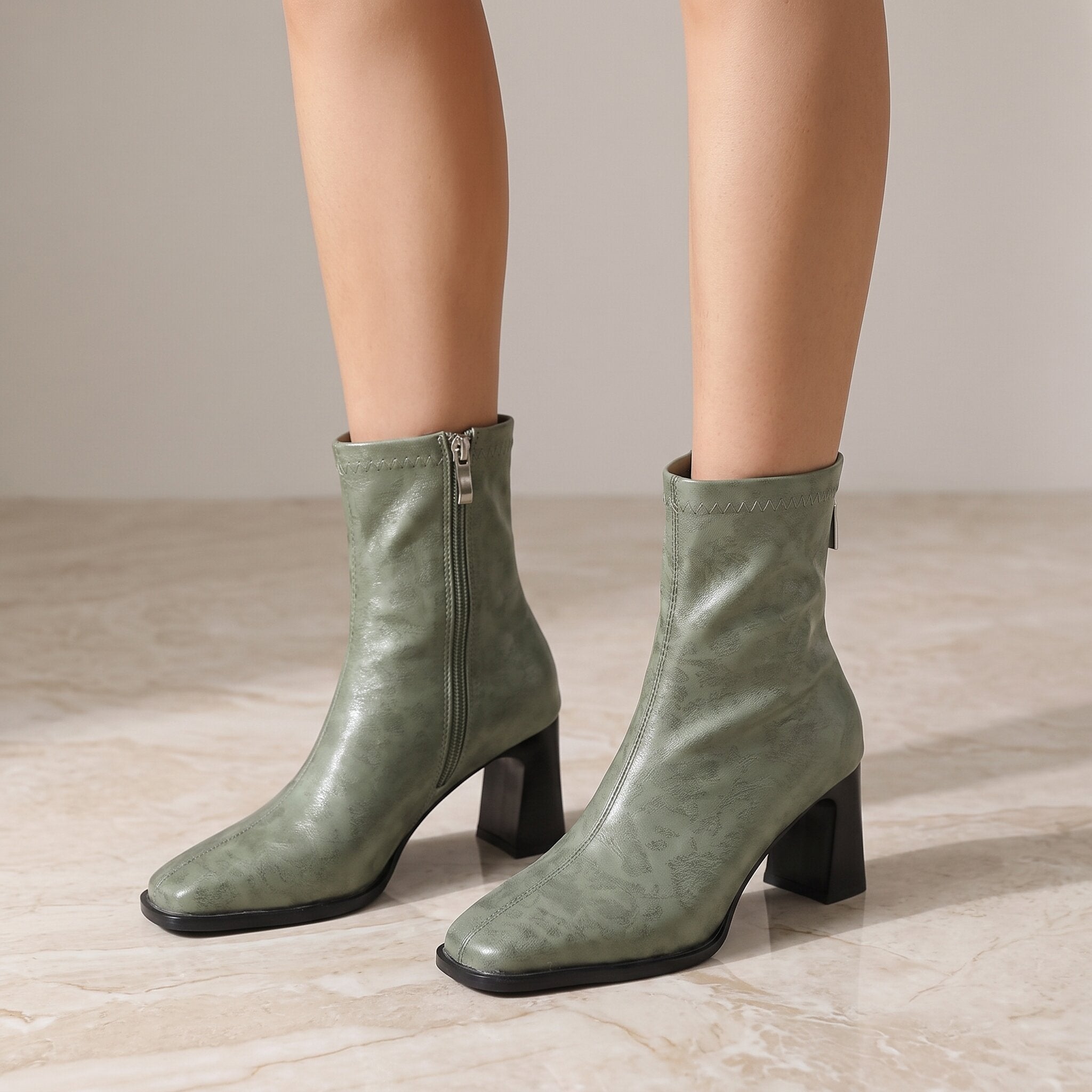 Women's Red Leather Sock Booties