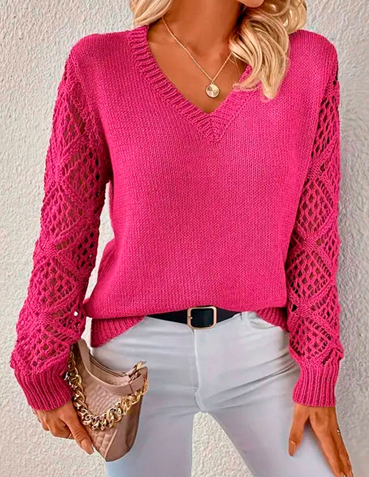 Women's Knit Long Sleeve V-Neck Sweater