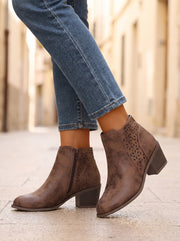 Women's Cutout Ankle Booties Stacked Heel