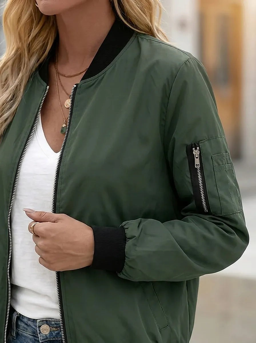 Women's Lightweight Full Zip Bomber Jacket