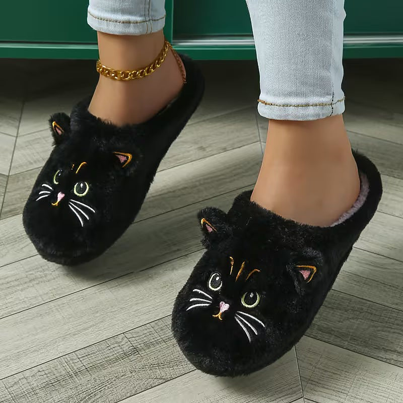 Women's Cat Ear Plush Winter House Slippers