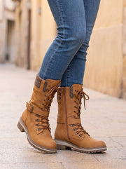 Women's Mid Calf Lug Sole Combat Boots
