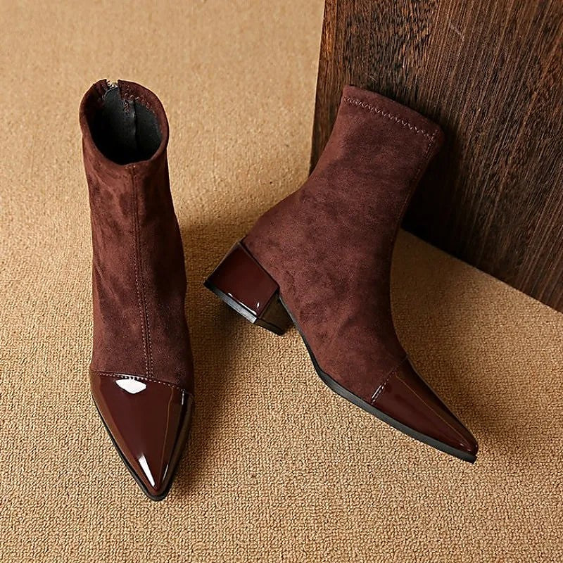 Women's Pointed Cap Toe Heeled Booties