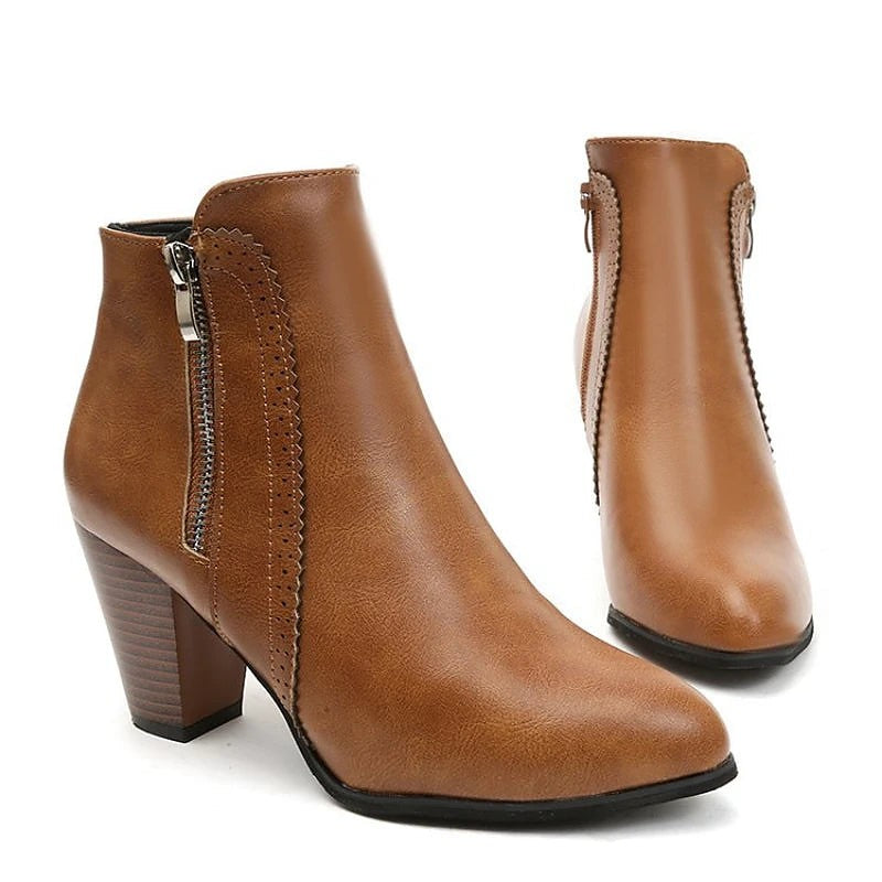 Women's Chunky Wood Heel Ankle Boots