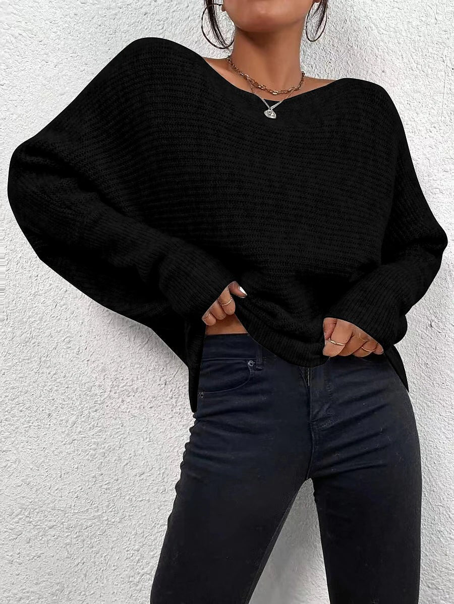 Women's Batwing Sleeve Asymmetric Hem Knit Sweater